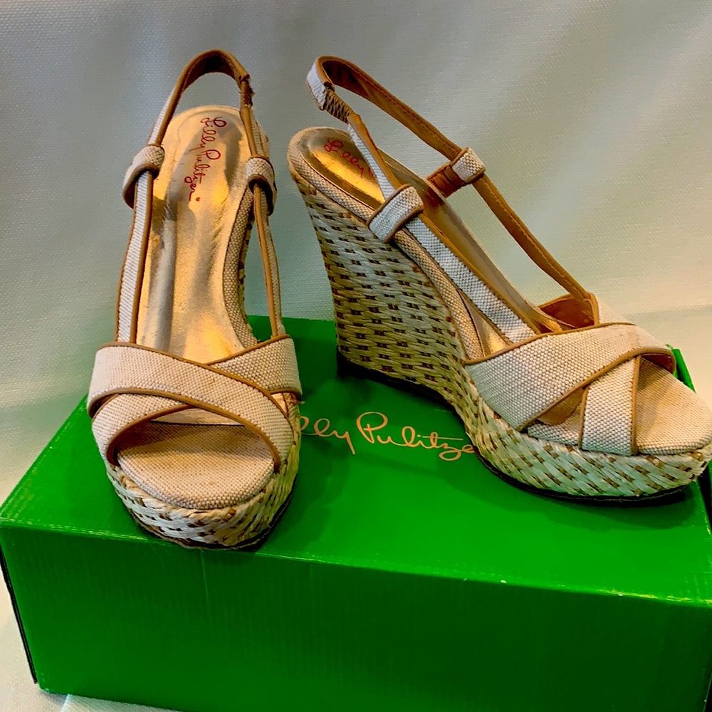 Lilly Pulitzer Ashley Wedge Canvas Size 8